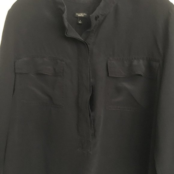 Talbots Black Silk Long Sleeve Blouse - Picture 2 of 3